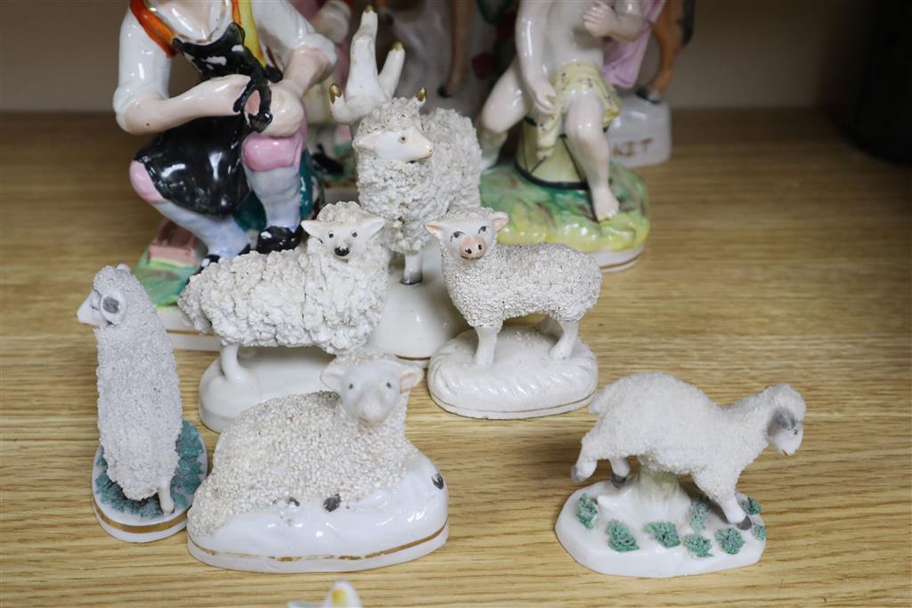 A group of Staffordshire figures and animals